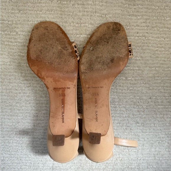 Manolo Blahnik Maurilla Tan Leather Ankle Strap Sandals - 8.5 - Picture 8 of 10